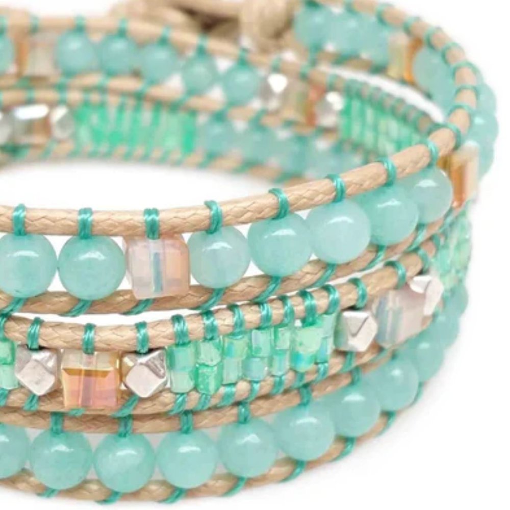 New Natural Stones 3 Wrap Bracelet - Picture 3 of 5